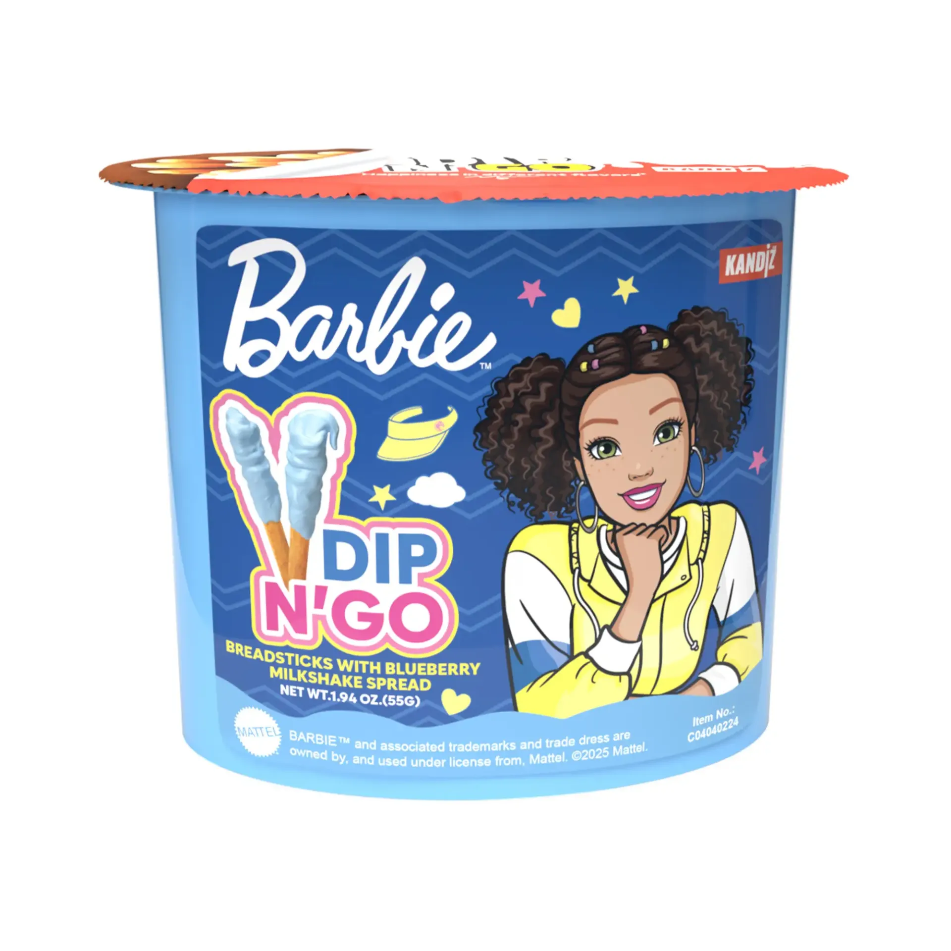 DIP N GO BLUEBERRY MILKSHAKE CREAM AND CRUNCHY STICKS BARBIE 55G