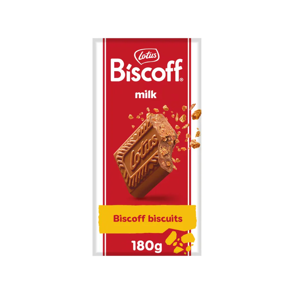 LOTUS BISCOFF MILK CHOCOLATE WITH BISCOFF BISCUITS 180G