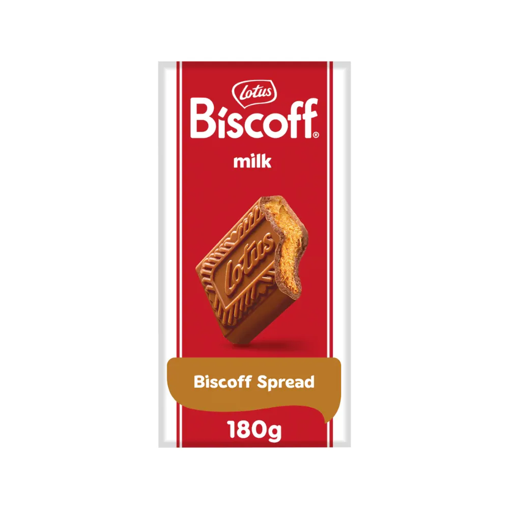 LOTUS BISCOFF MILK CHOCOLATE WITH BISCOFF SPREAD 180G