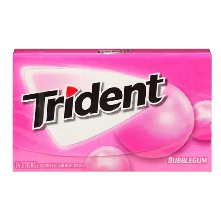 [070221008611 / 70221008628] TRIDENT BUBBLE GUM SUGAR FREE 14STICKS