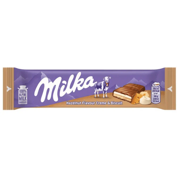 MILKA HAZELNUT FLAVOR CREME & BISCUIT 46G