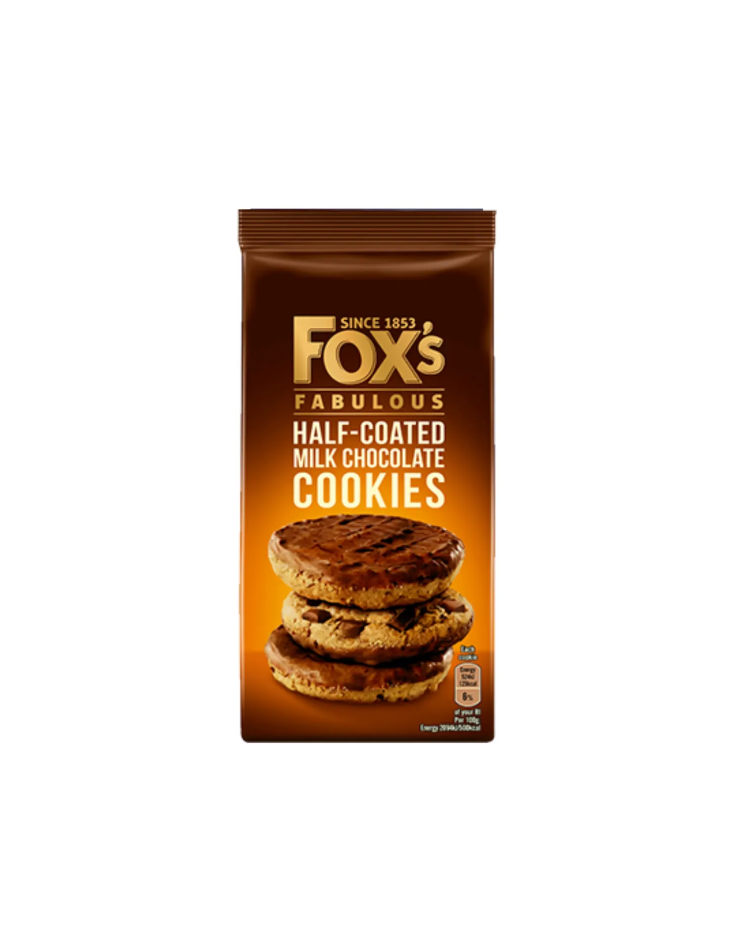 [15010035000700 / 5010035000703] FOX'S HALF COATED MILK CHOCOLATE COOKIES 175G
